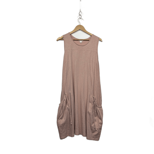 Capture Womens Pink Cotton Sleeveless Midi Scoop Neck Casual Dress Size 16