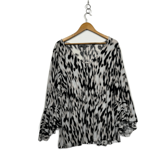 Autograph Black White Bell Long Sleeve Tunic Blouse Top Size 18