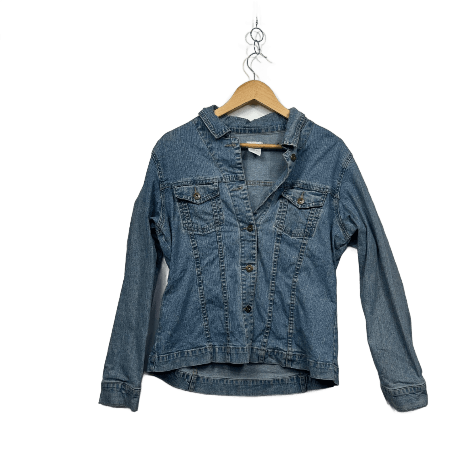 Capture Womens Blue Denim Jacket Long Sleeve Casual Fitted Button Up Size L