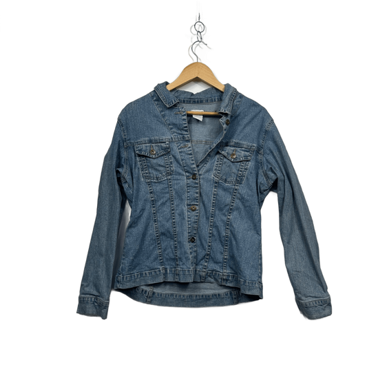 Capture Womens Blue Denim Jacket Long Sleeve Casual Fitted Button Up Size L