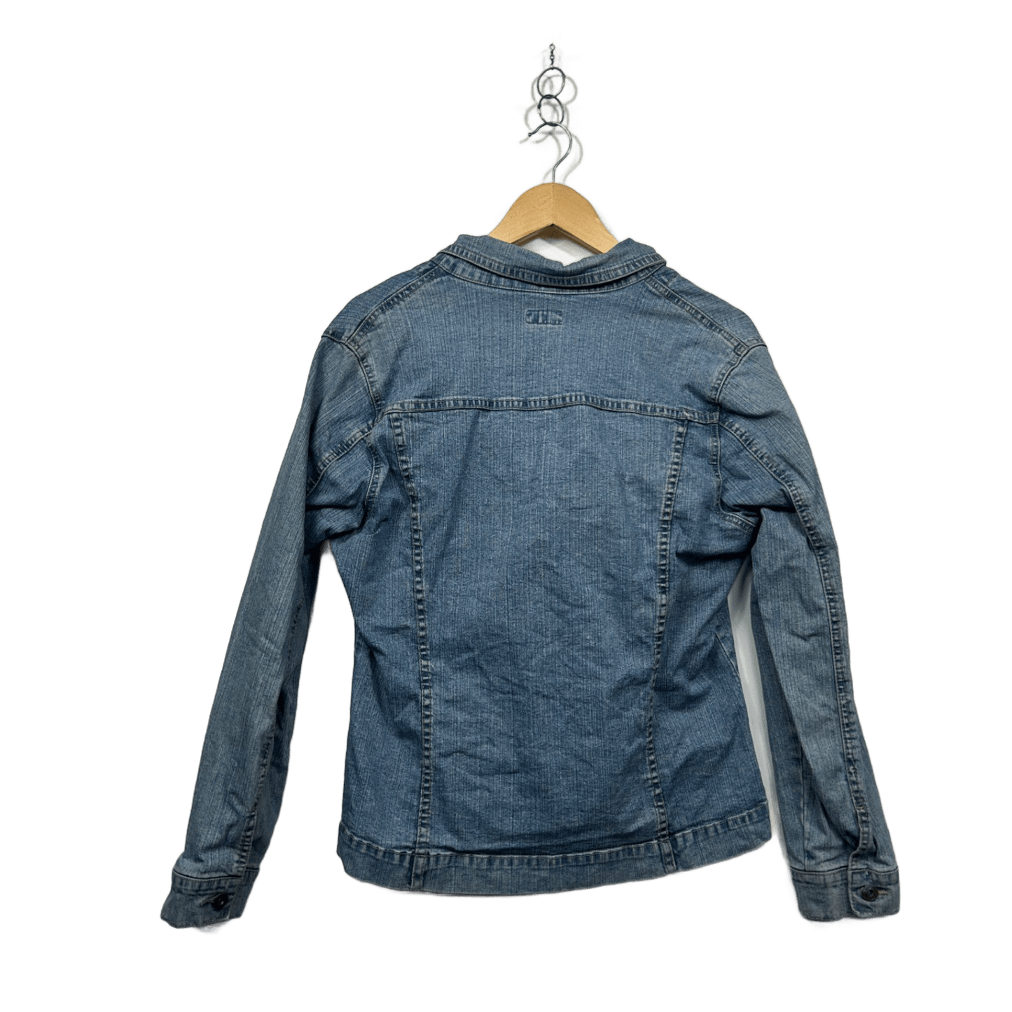 Capture Womens Blue Denim Jacket Long Sleeve Casual Fitted Button Up Size L