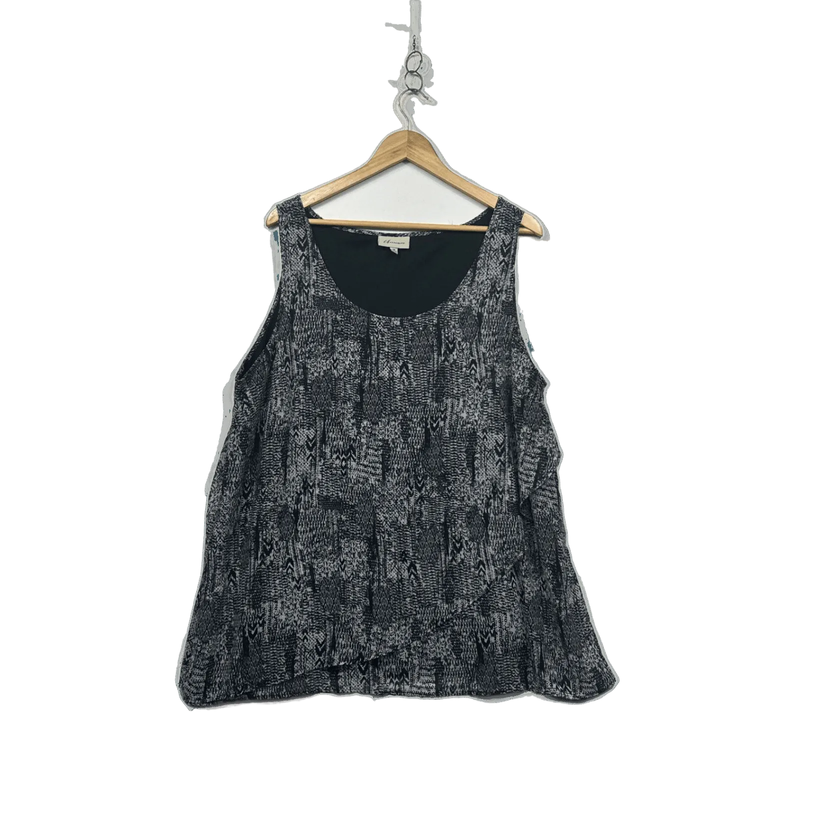 Autograph Black White Sleeveless Round Neck Top Blouse Size 18