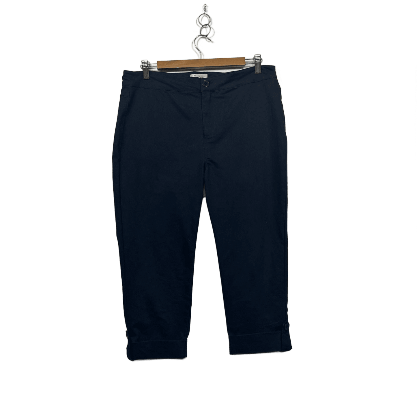 Capture Womens Navy Blue Cropped Chino Trousers Size 14