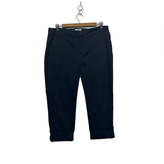 Capture Womens Navy Blue Cropped Chino Trousers Size 14