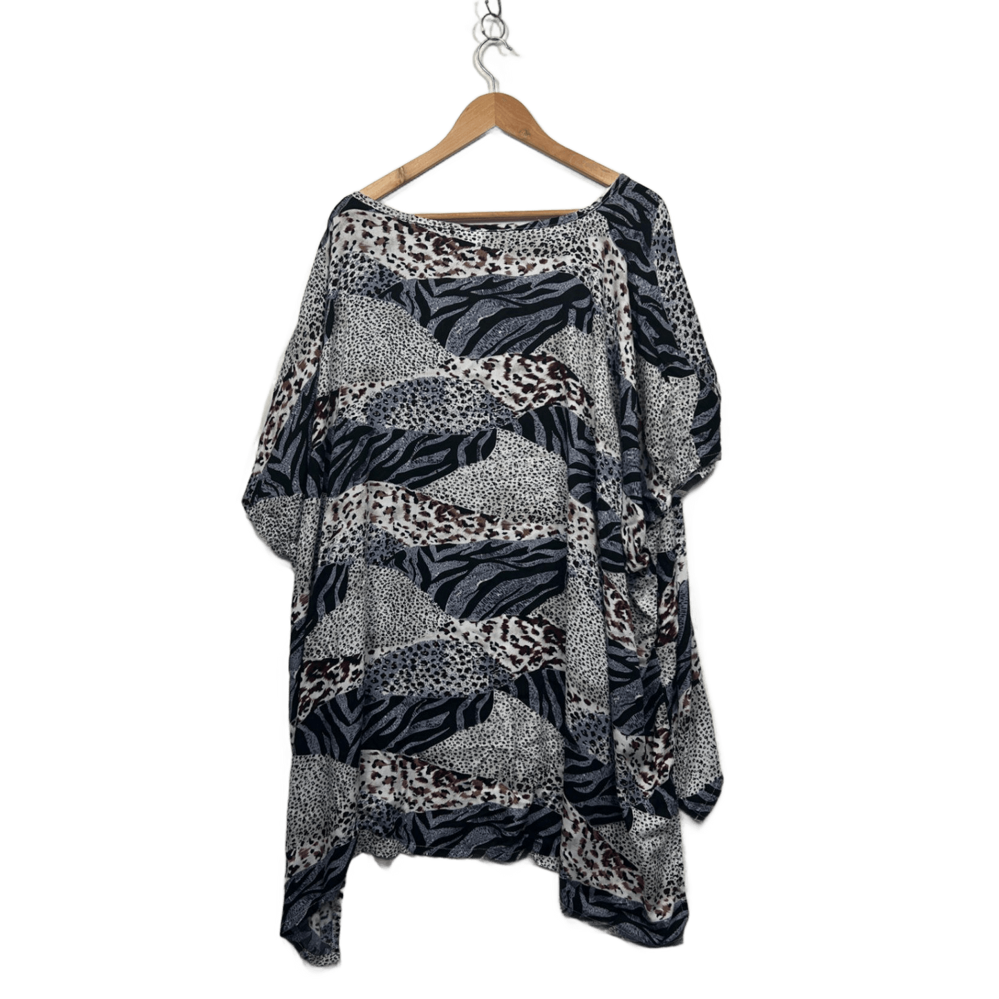 Mila Alexandra Womens Blue White Black V Neck Kaftan Top Blouse One Size