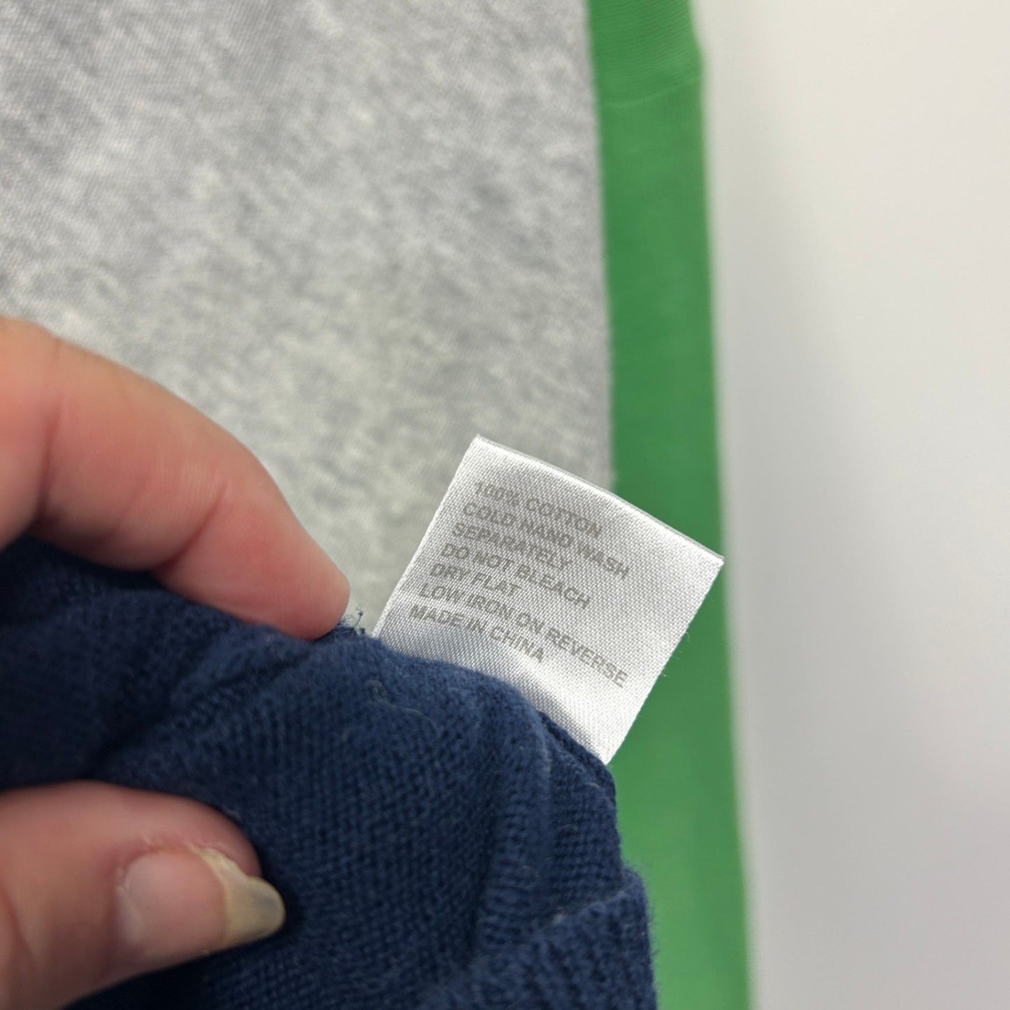 Haven Green Grey Navy Sequins Colourblock 100% Cotton Jumper - One Size