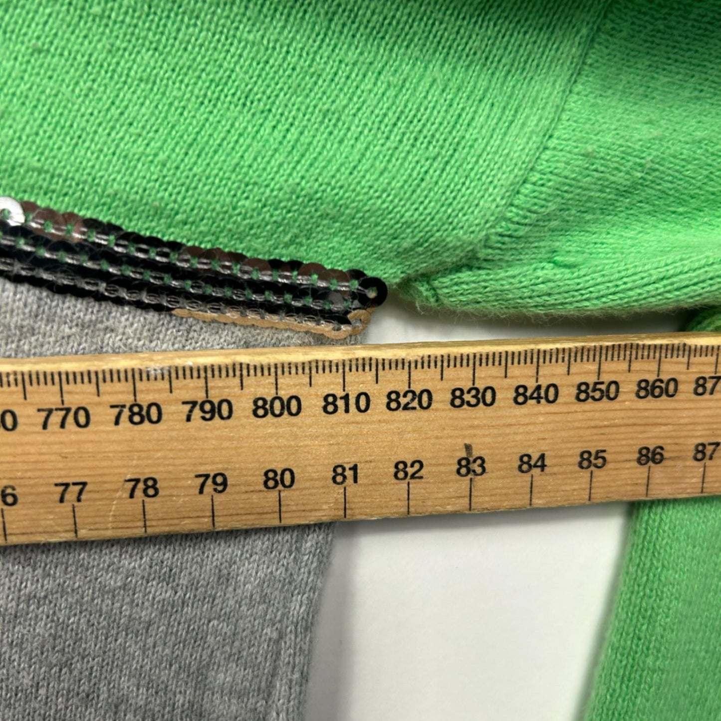 Haven Green Grey Navy Sequins Colourblock 100% Cotton Jumper - One Size