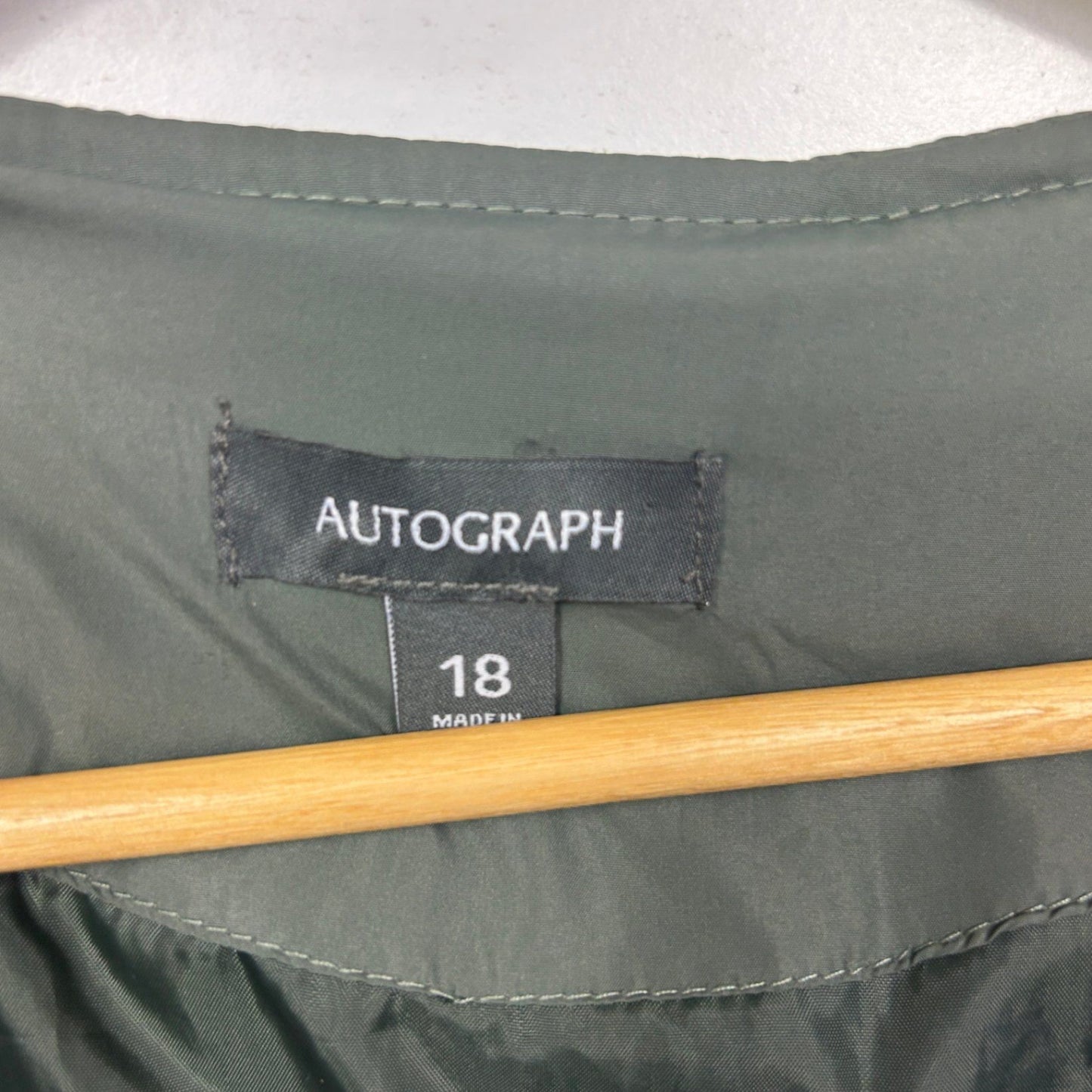 Autograph Longline Quilted Puffer Coat Jacket Khaki Green  - Size 18