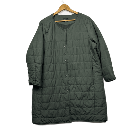 Autograph Longline Quilted Puffer Coat Jacket Khaki Green  - Size 18