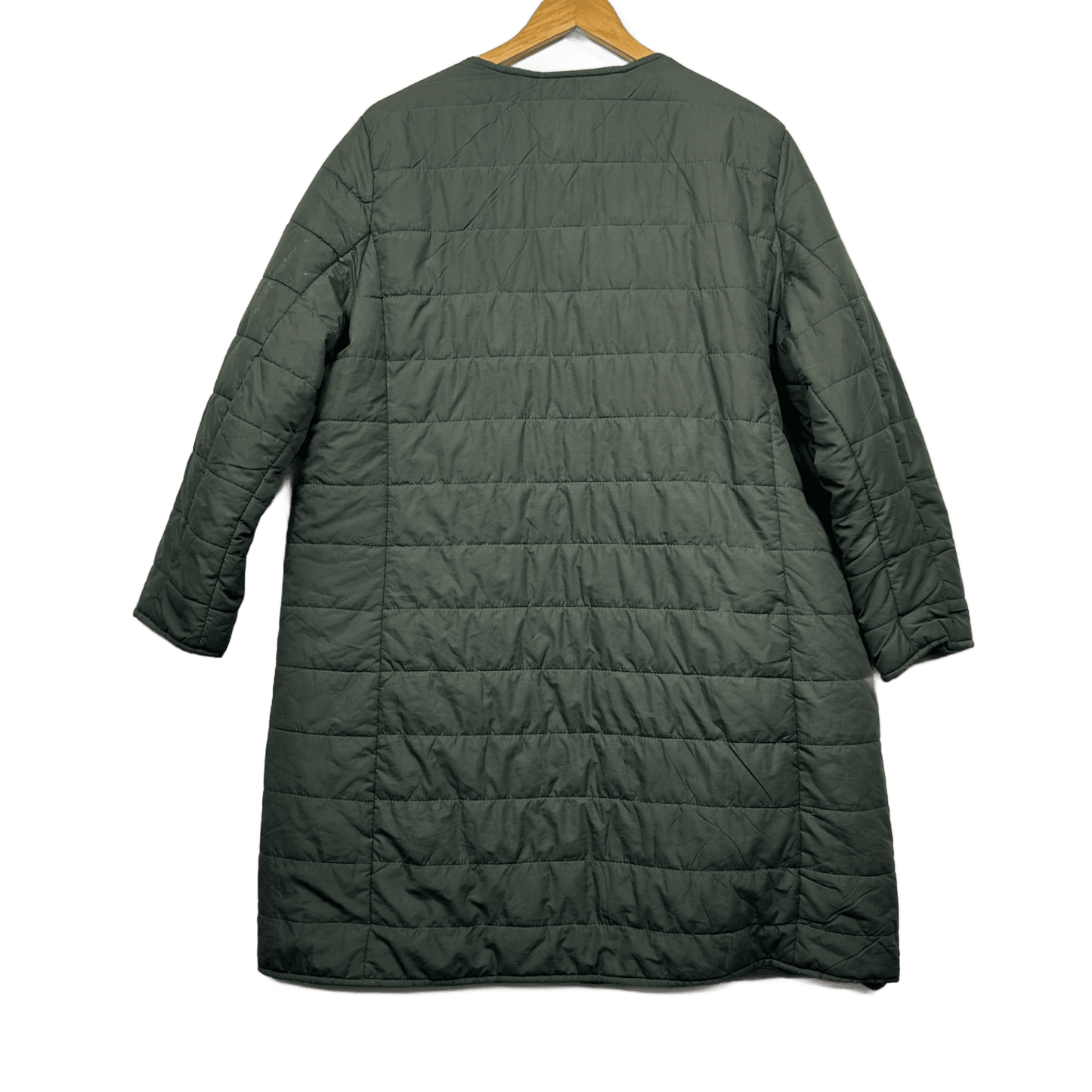 Autograph Longline Quilted Puffer Coat Jacket Khaki Green  - Size 18