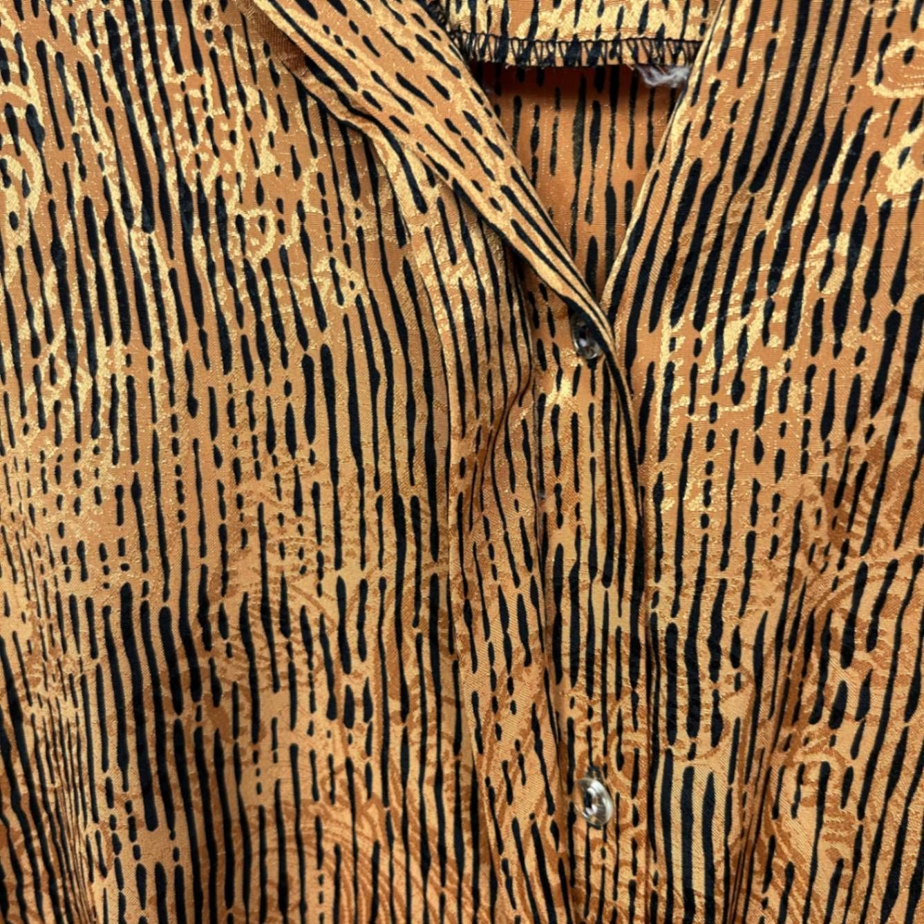 Vintage Regency Gold And Black Long Sleeve Animal Print Blouse Size 14