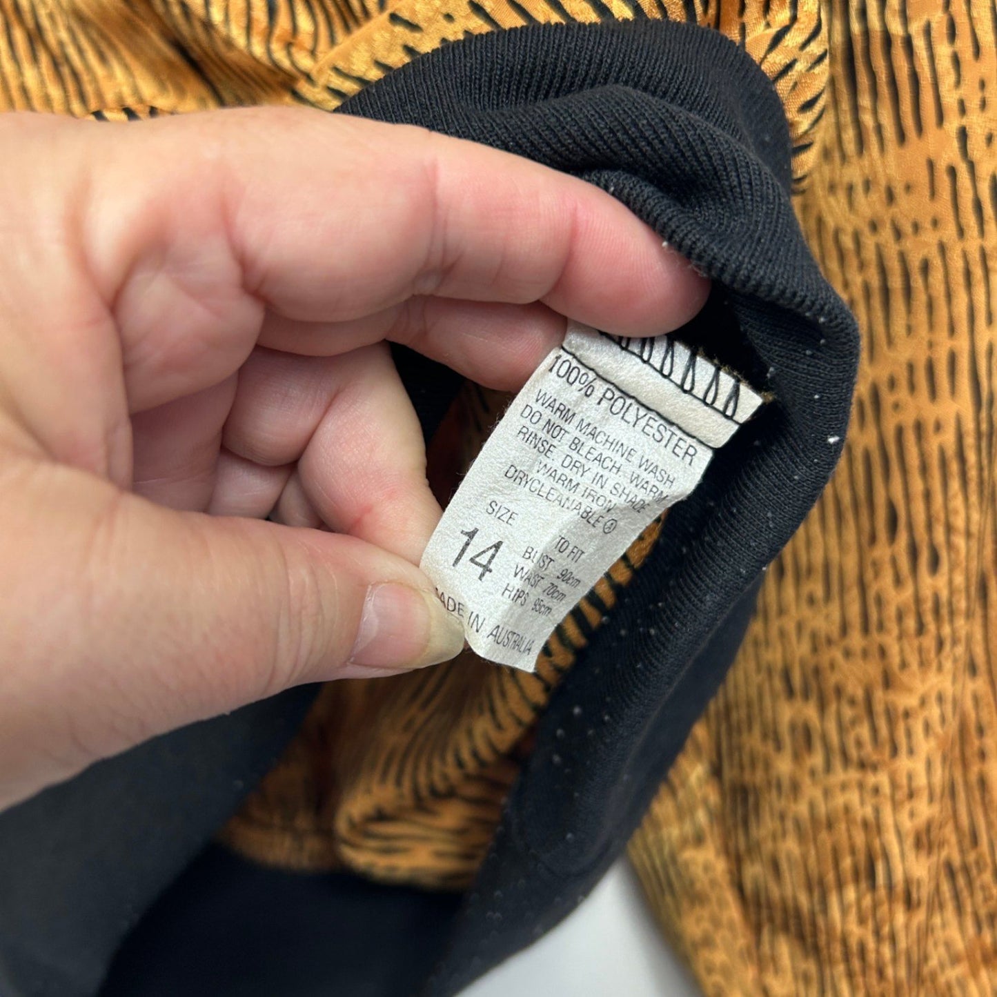 Vintage Regency Gold And Black Long Sleeve Animal Print Blouse Size 14