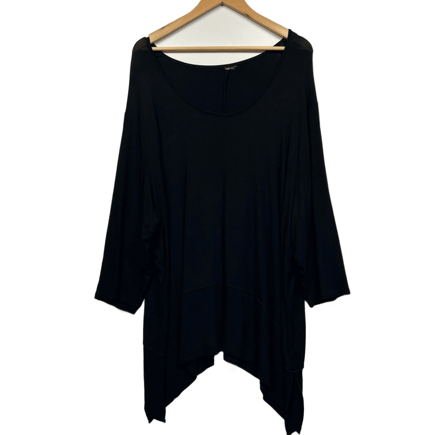 Womens Black Long  Sleeve Scoop Neck Asymmetric Hem Tunic Size 18?