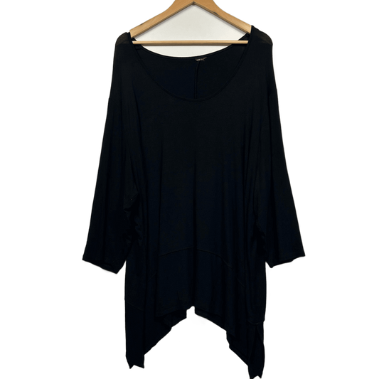 Womens Black Long  Sleeve Scoop Neck Asymmetric Hem Tunic Size 18?