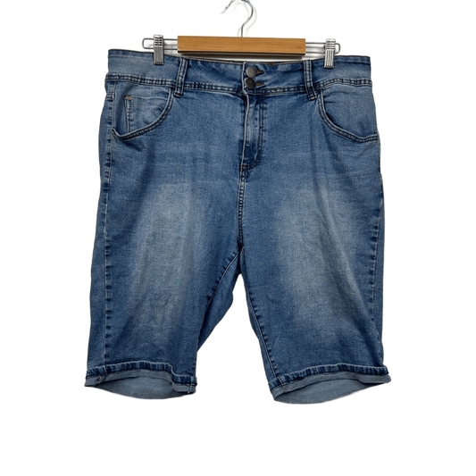 City Chic Denim Womens Blue Cotton Blend Jean Shorts Size 16