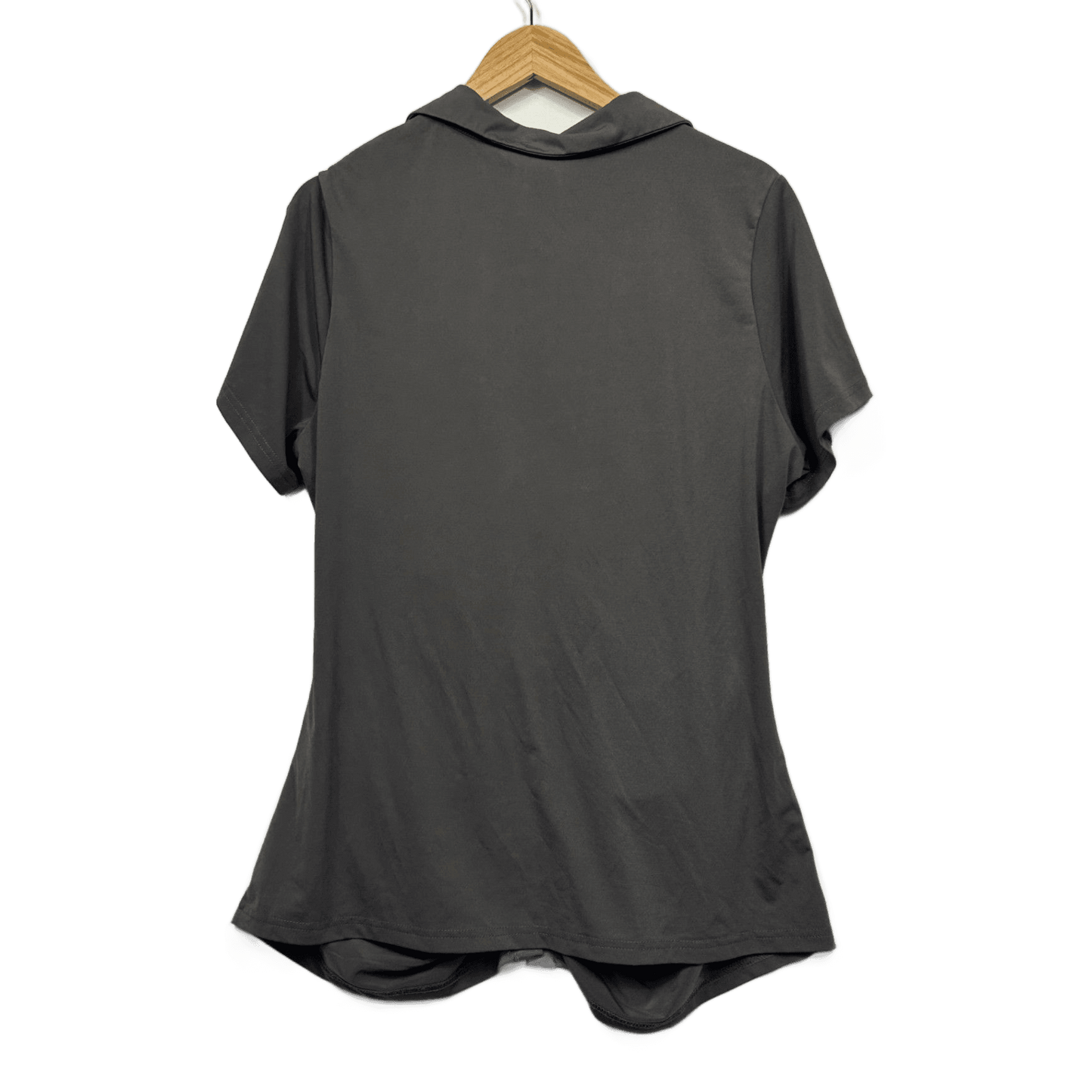 City Chic Womens Grey Short Sleeve Collared Button up Ruched Top - Size 16