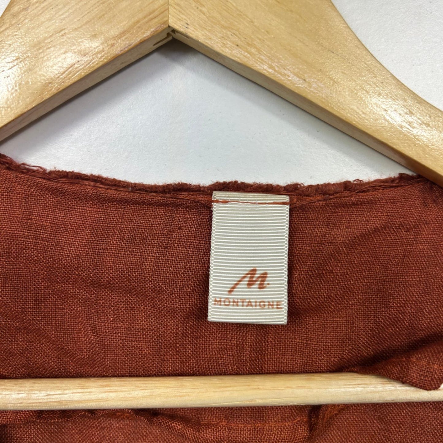 Montaigne Rust Linen Long Sleeve Open Front Top Jacket - One Size