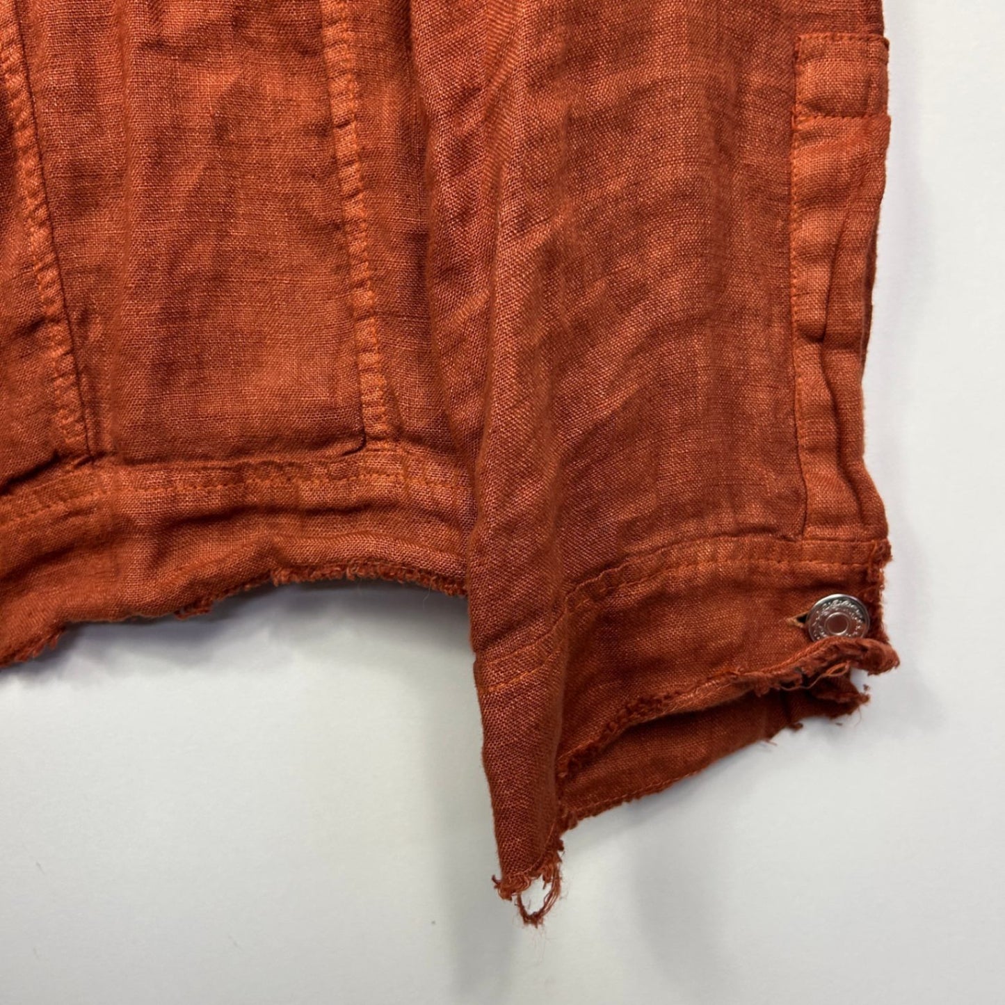 Montaigne Rust Linen Long Sleeve Open Front Top Jacket - One Size