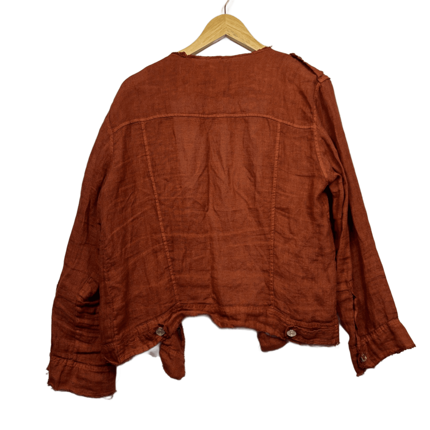 Montaigne Rust Linen Long Sleeve Open Front Top Jacket - One Size