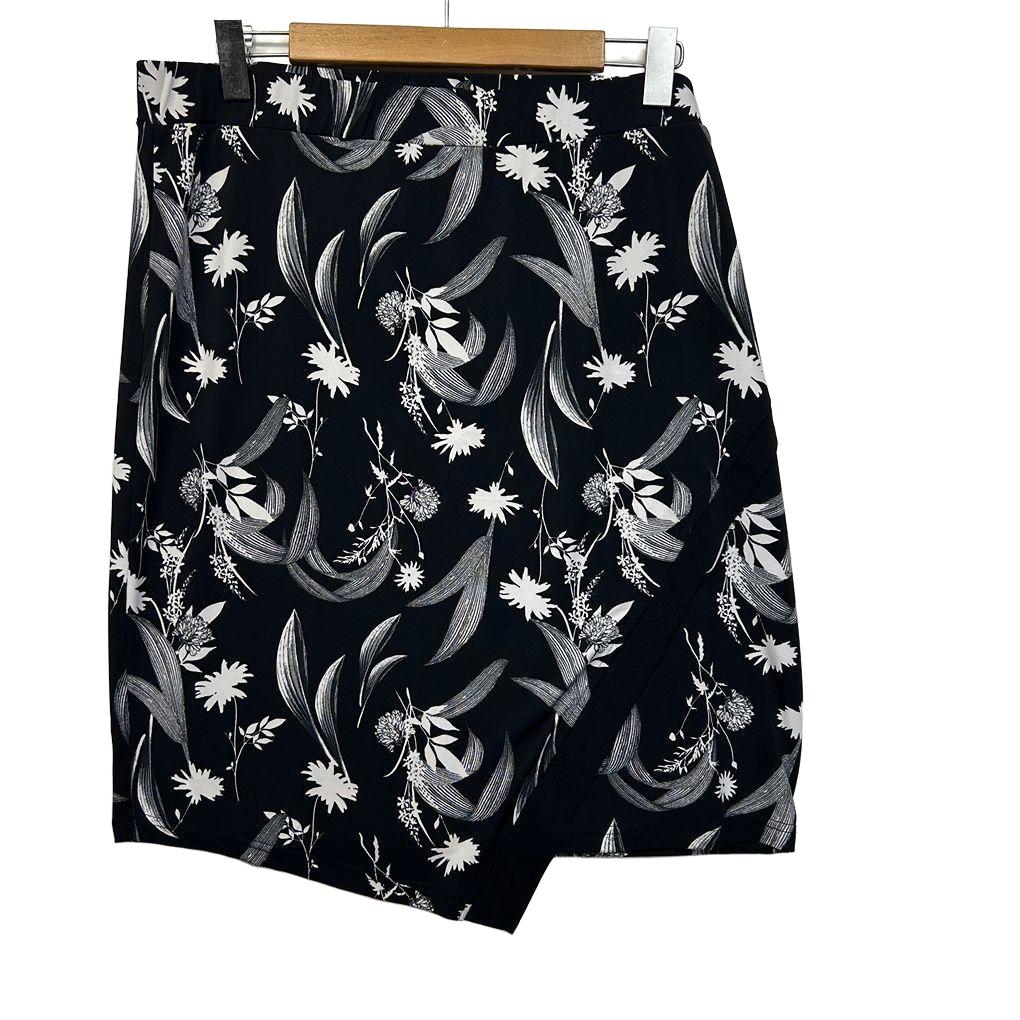 Rockmans Black Floral Skirt - Size 16