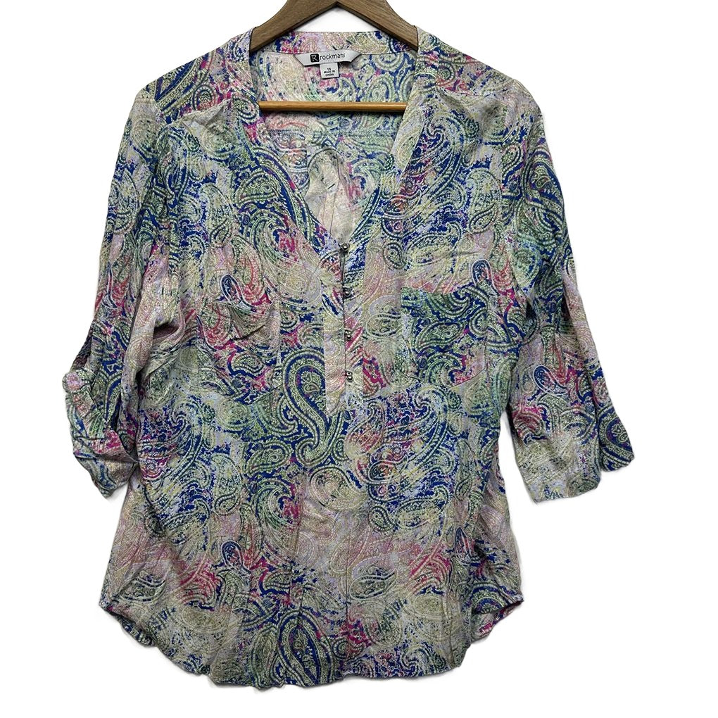 Rockmans Multicoloured Shirt - Size 16