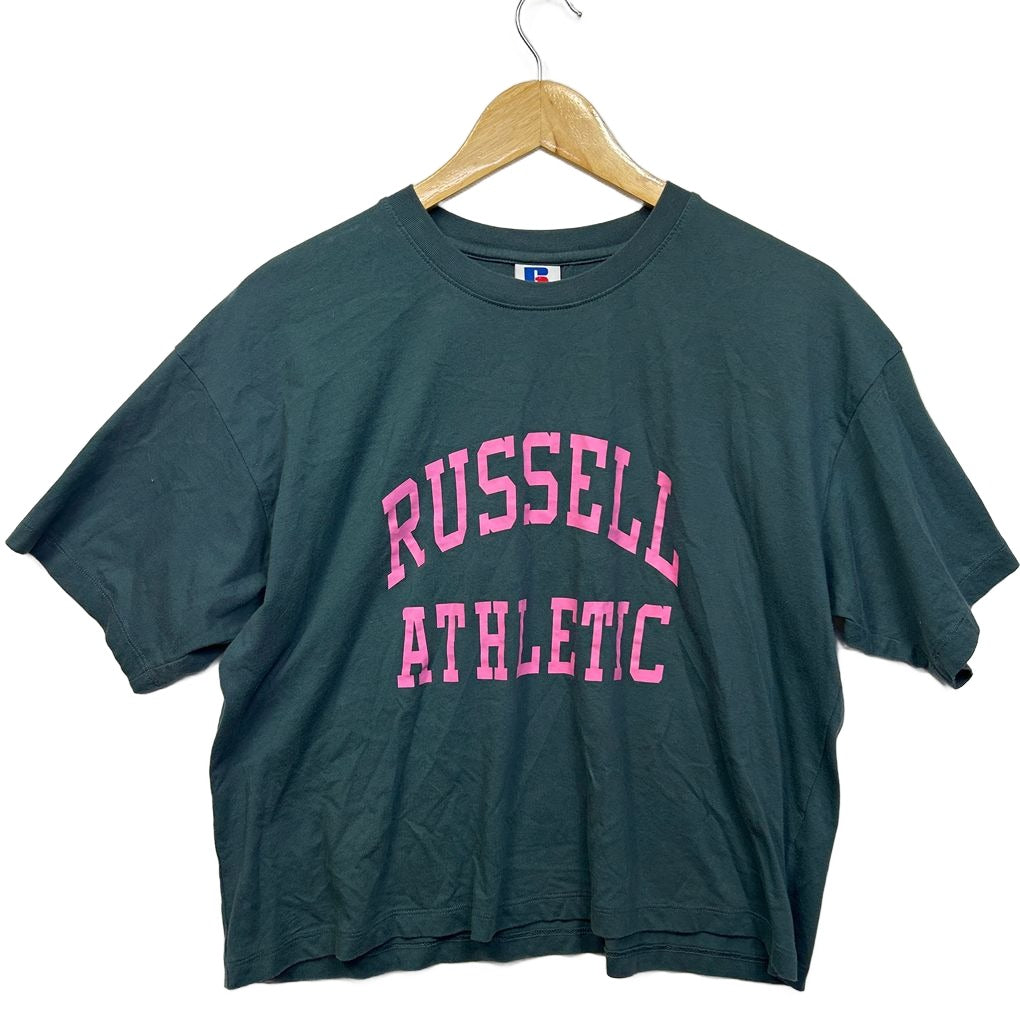 Russell Athletic Green Crop Cotton Top - Size 14