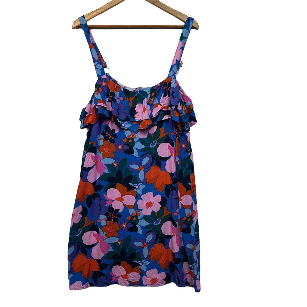 Shareen Collections Blue Floral Dress - Size 16