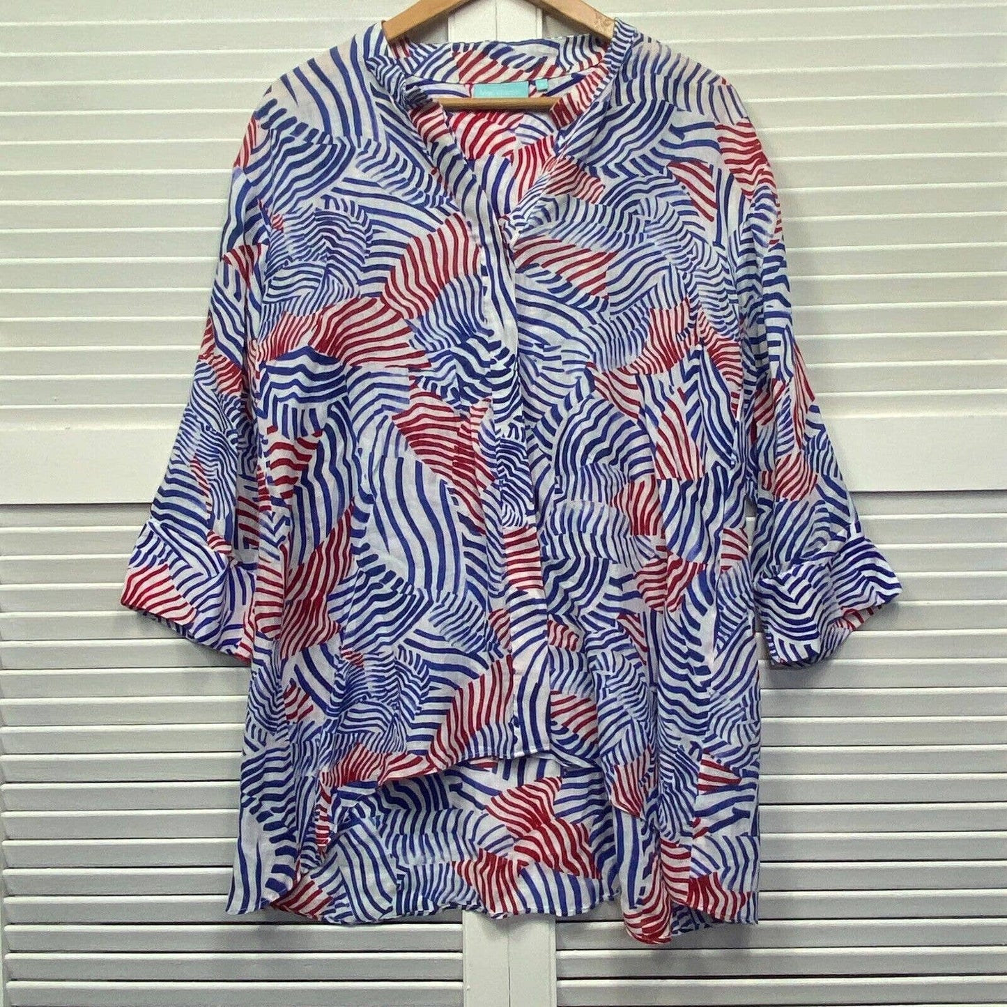 Blue Illusion Top Womens 20 Size 3 Plus Size Multicoloured Button Up Tunic Rayon