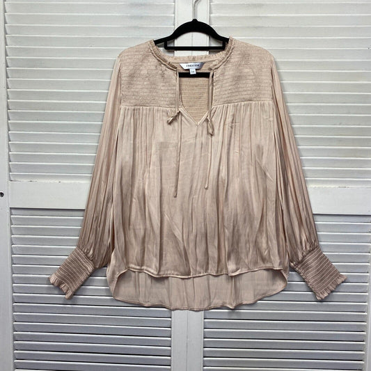 Preview Top Size 14 Beige Shiny Pleated Oversized Sleeve Preloved