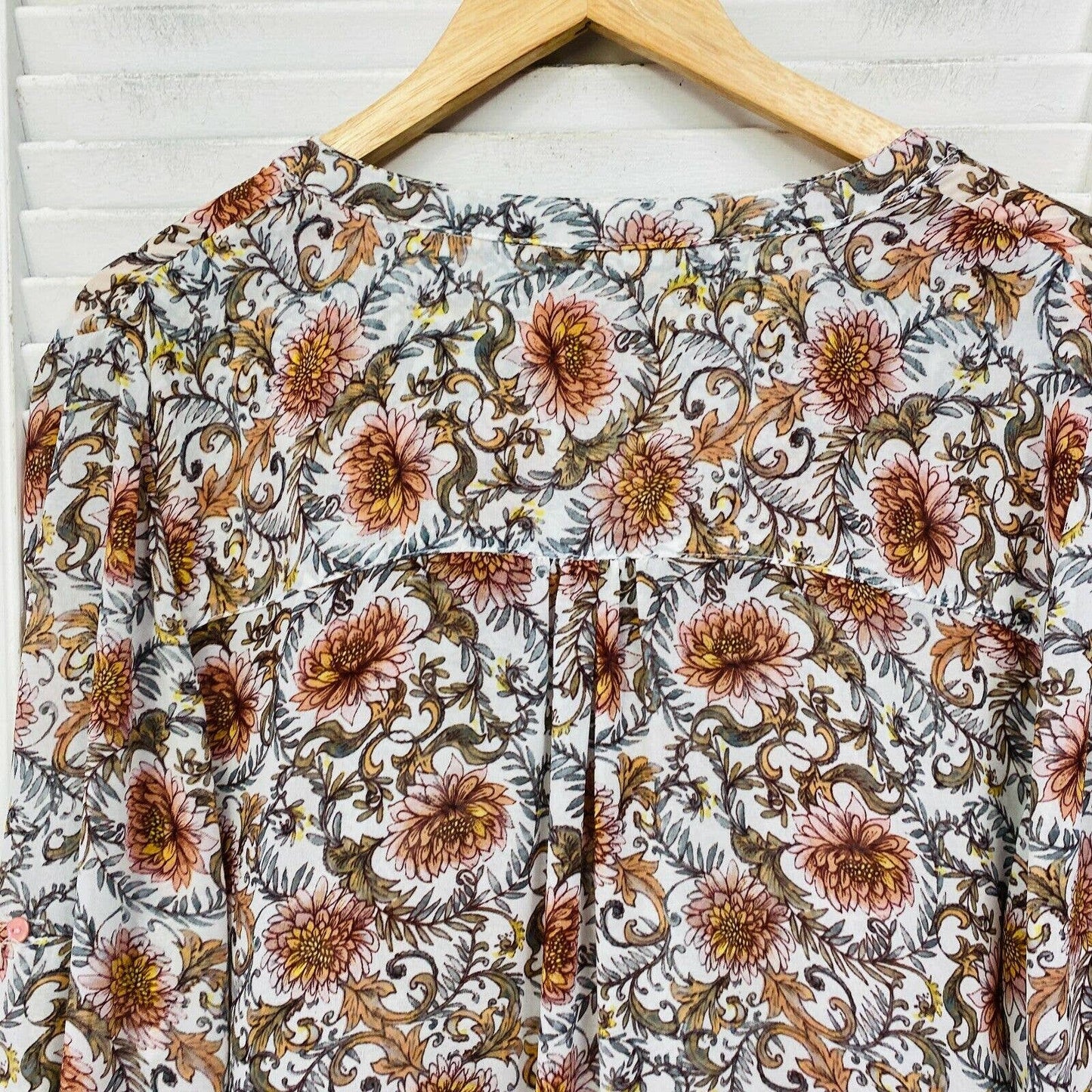 Katies Top Womens Plus 16 Multicoloured Button Up Long Sleeve Floral