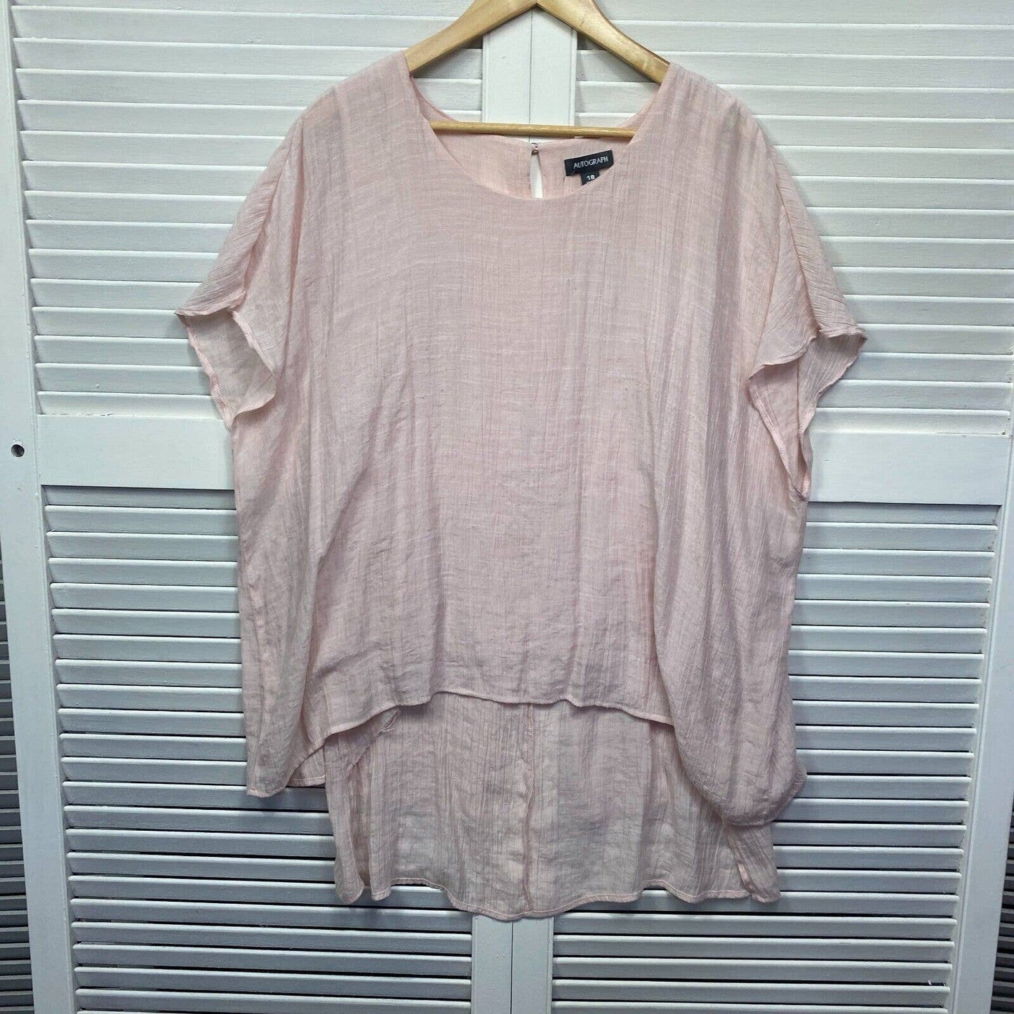 Autograph Top Womens 18 Pink Short Sleeve Plus Size Viscose Layered