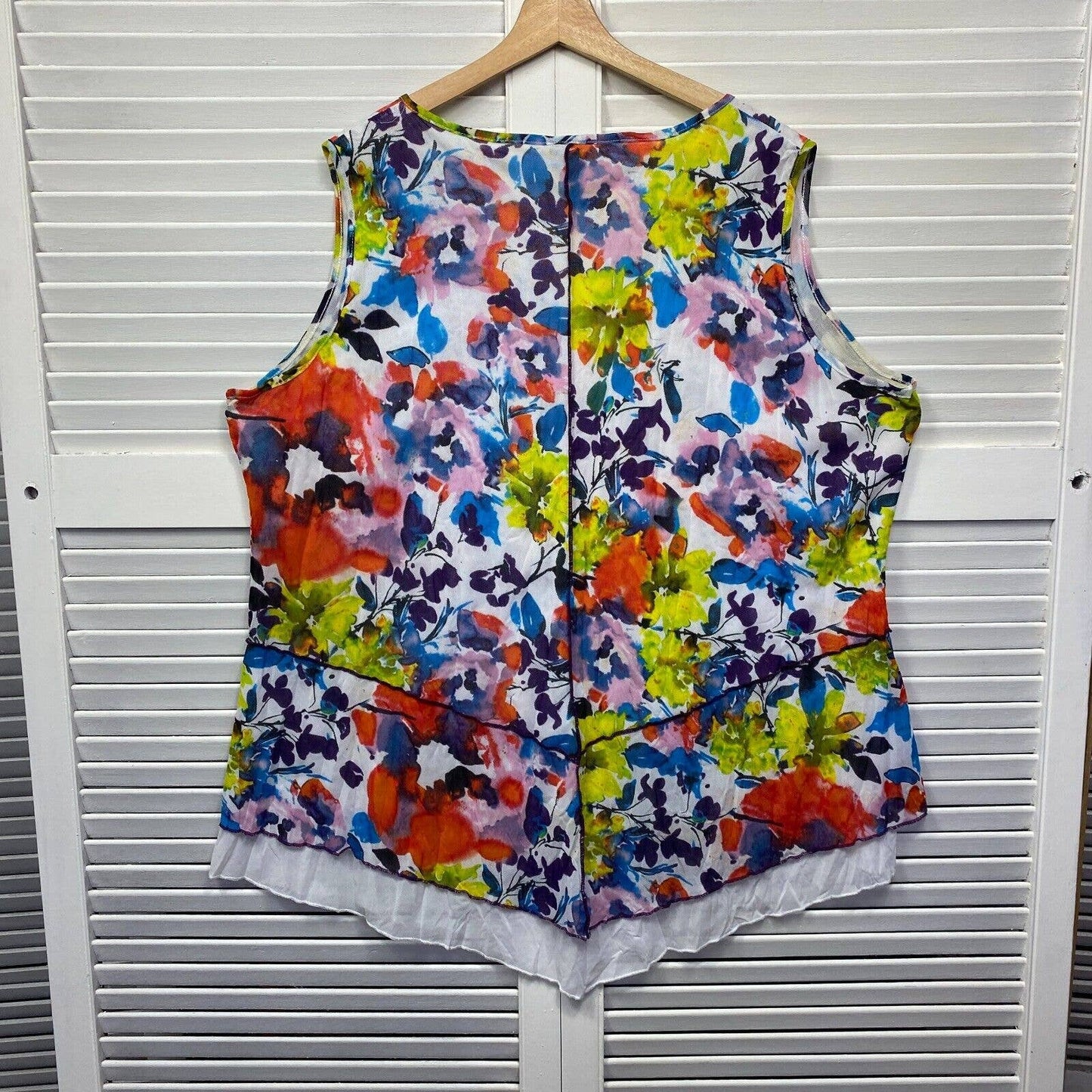 Taking Shape Top Womens 20 Large Plus Multicoloured Floral Sleeveless Layered