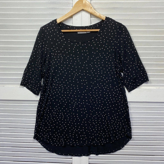 Sussan Top Womens Large Size 14 Black White Dots Preloved