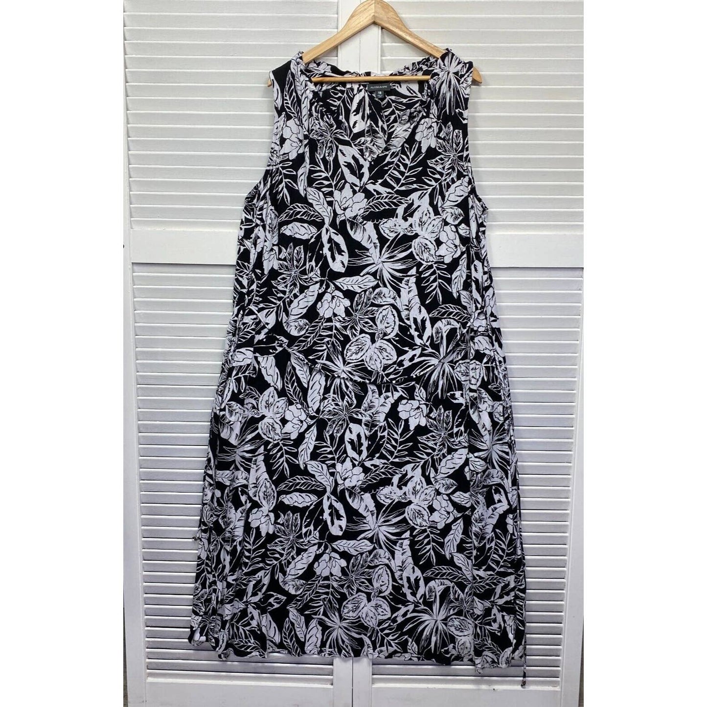 Autograph Maxi Dress Women 18 Plus Sleeveless Black White Floral Long Viscose