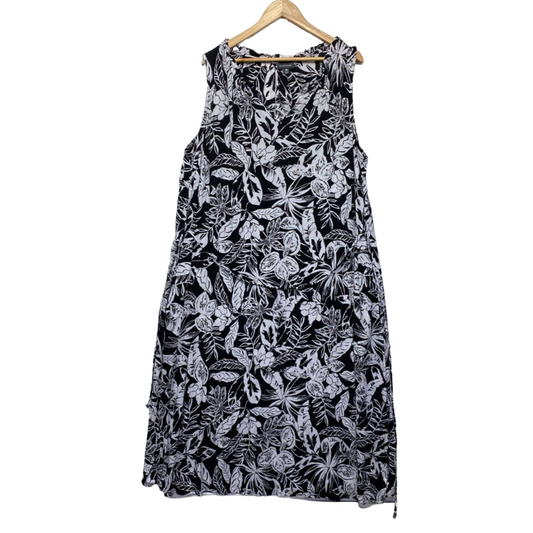 Autograph Maxi Dress Women 18 Plus Sleeveless Black White Floral Long Viscose