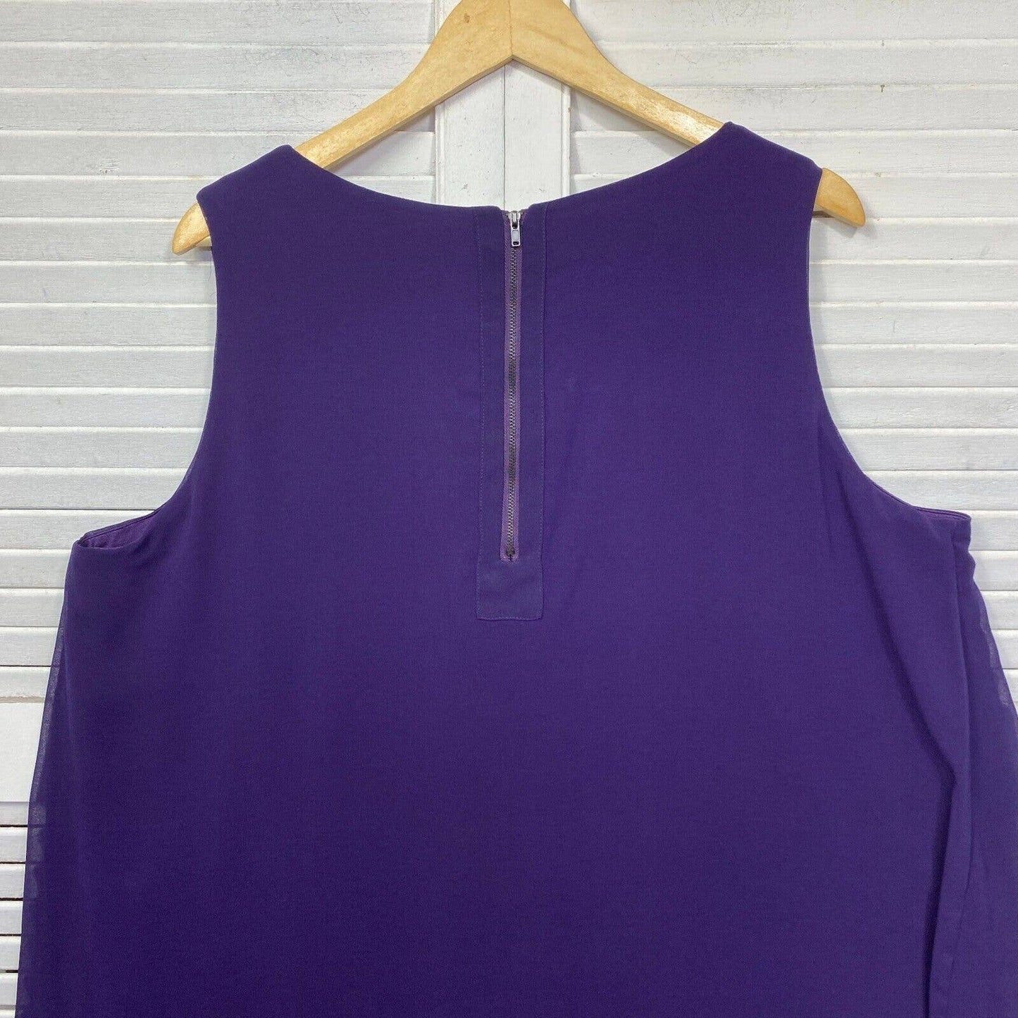 Autograph Dress Size Plus 18 Purple Sleeveless Sheer Overlay Knee Length NEW