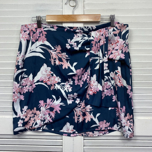 Dannii Minogue Skirt Size 16 Petites Floral Navy Pink Lined Preloved