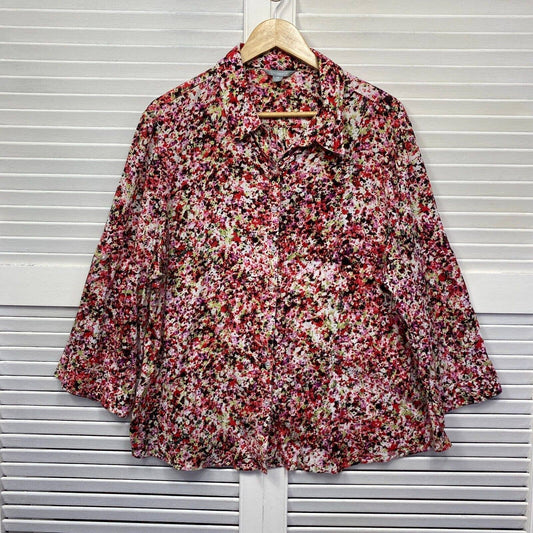 Suzanne Grae Top Womens 18 Floral Multicoloured Button Up Long Sleeve Plus
