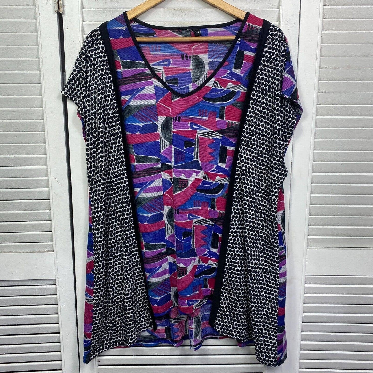 Taking Shape TS Tunic Top Plus Size 16 Small Multicoloured Short Sleeve Ladies