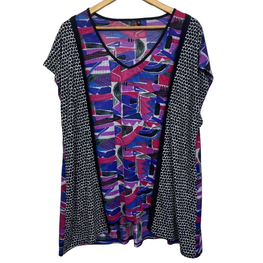 Taking Shape TS Tunic Top Plus Size 16 Small Multicoloured Short Sleeve Ladies