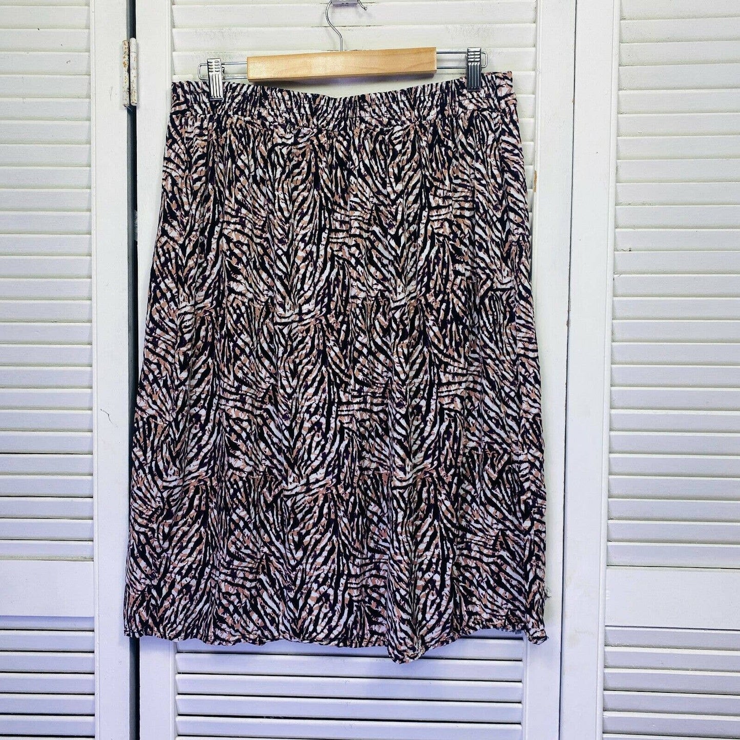 beme Skirt Womens 14 Plus Multicoloured Midi Button Up Elastic Waist Viscose