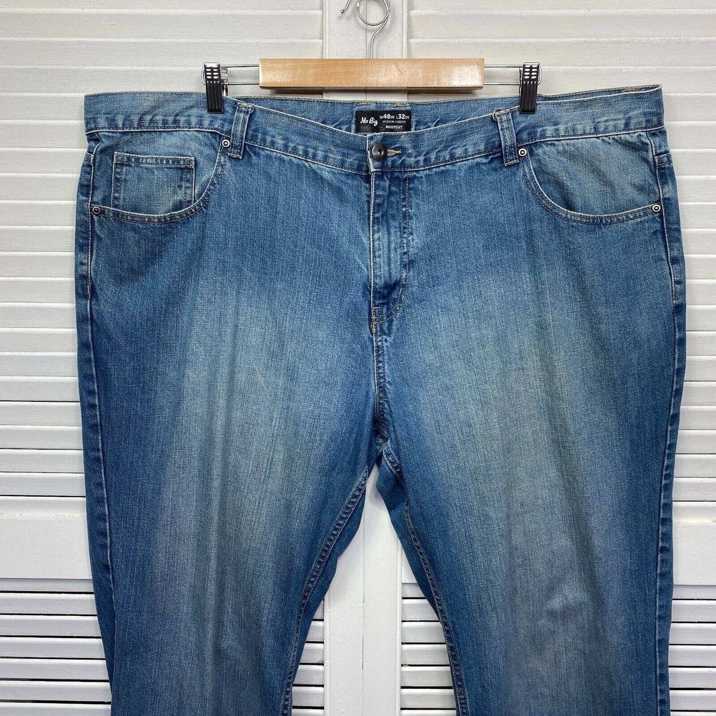 Mr Big Jeans Mens Big & Tall W 48 L 32 Bootcut Blue Pockets Zip Fly