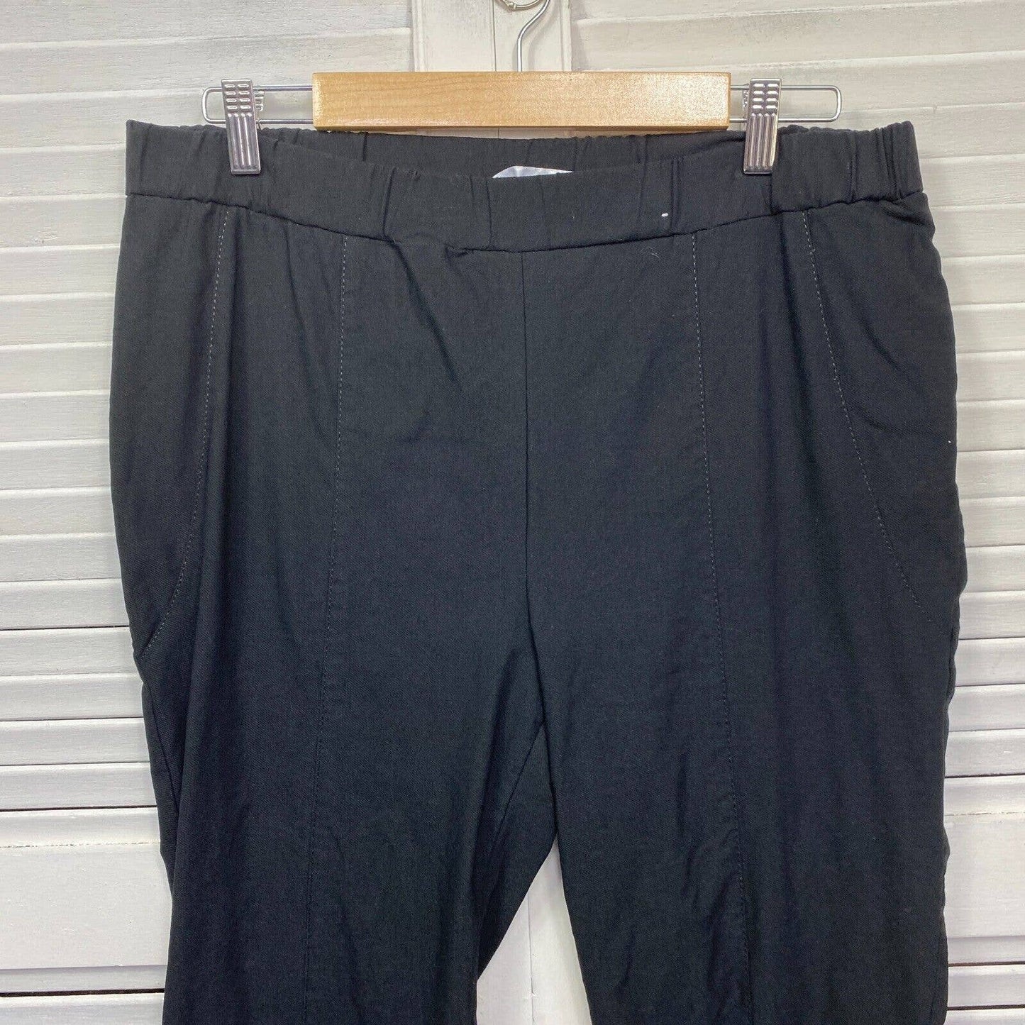 Preview Pants 18 Plus Black Straight Leg Pull On Elastic Waist Preloved