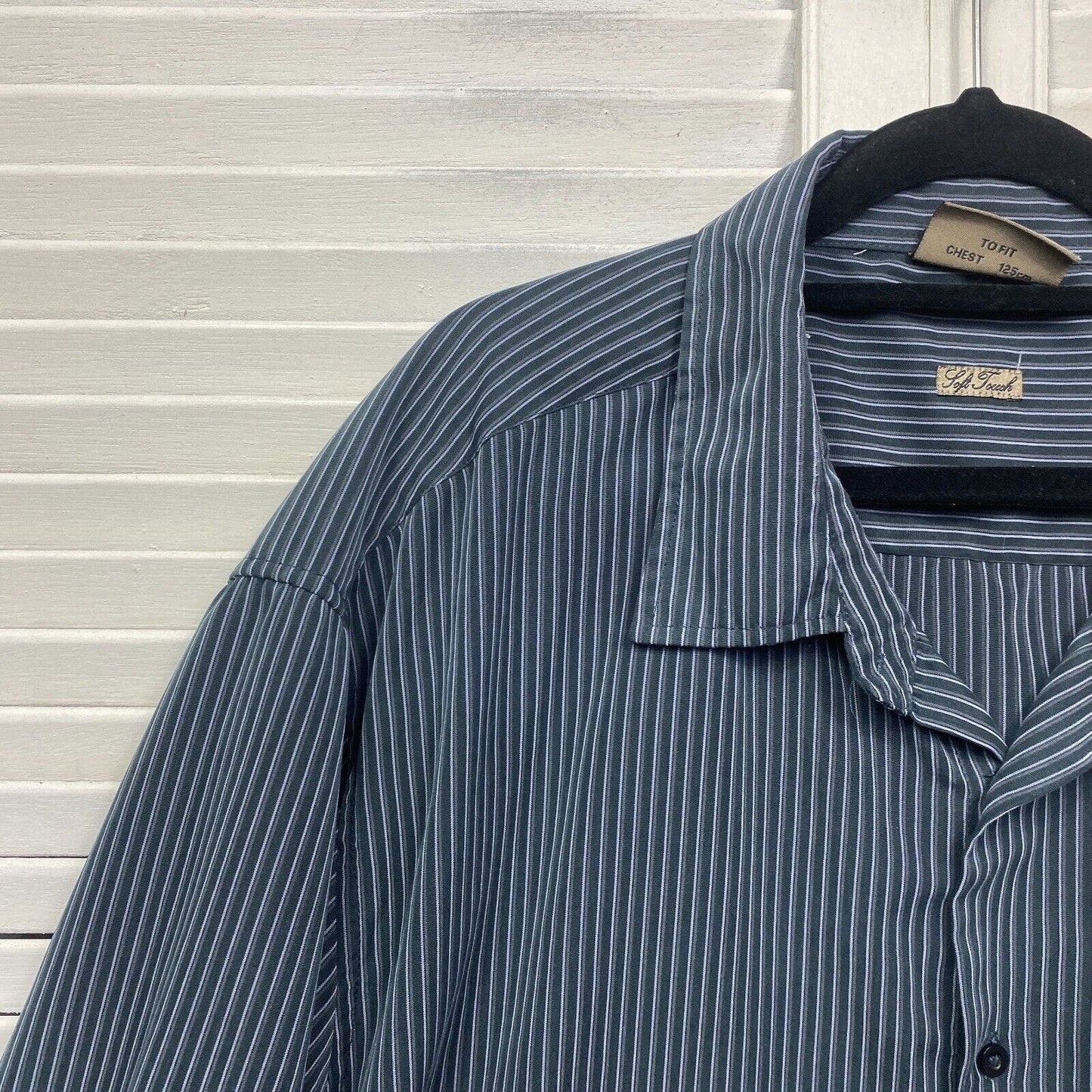 Joe & Co Shirt Mens 5XL Blue Button Up Long Sleeve Striped Preloved