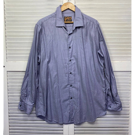 Johnny Bigg Shirt Mens 2XL Plus Blue Long Sleeve 100% Cotton Big & Tall Preloved