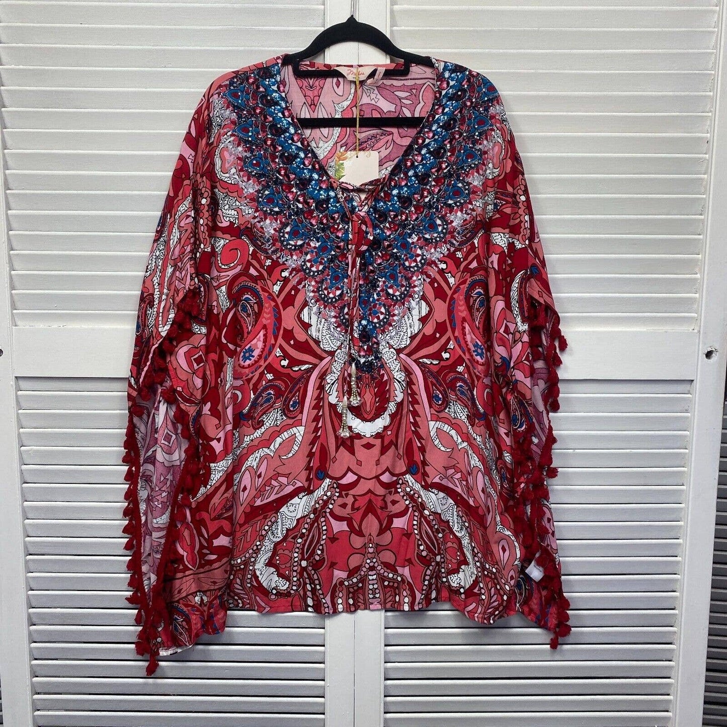 Millers Kaftan Top Womens 14 Plus Size Multicoloured Beaded New