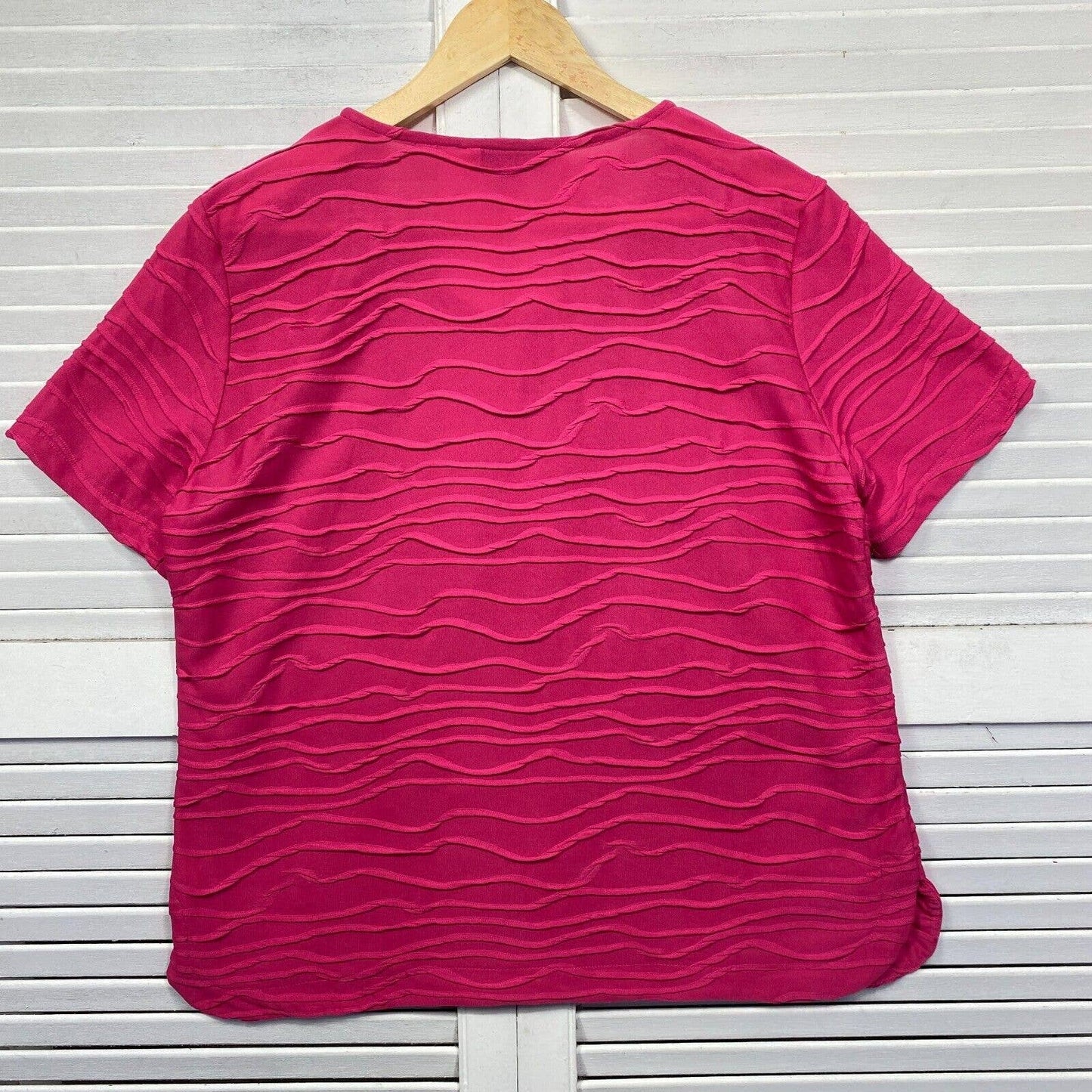 Noni B Blouse Top Womens Size XL 16 Plus Pink Short Sleeve Ribbed