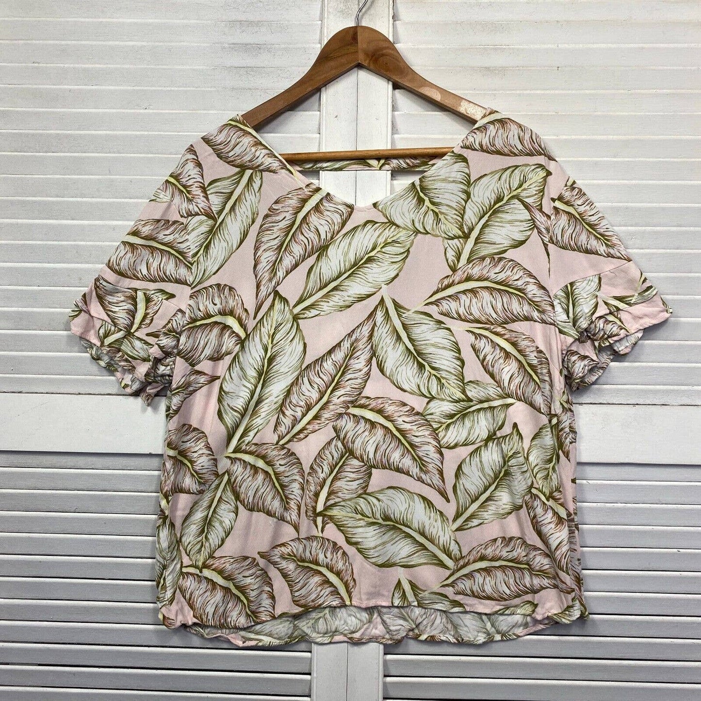 Rockmans Top Womens 18 Plus Multicoloured Floral Leaf Print Short Sleeve