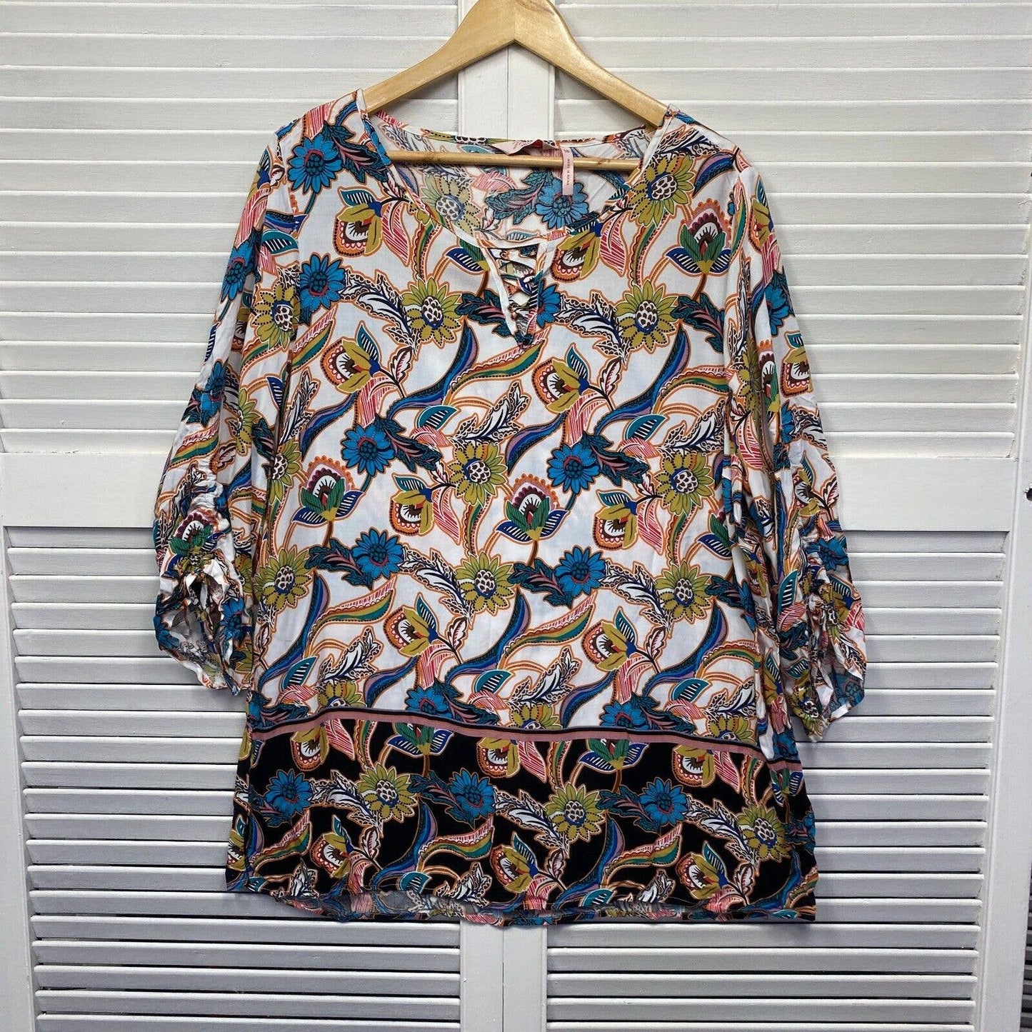 Millers Top Womens 18 Multicoloured Floral Plus Size Long Sleeve Tunic