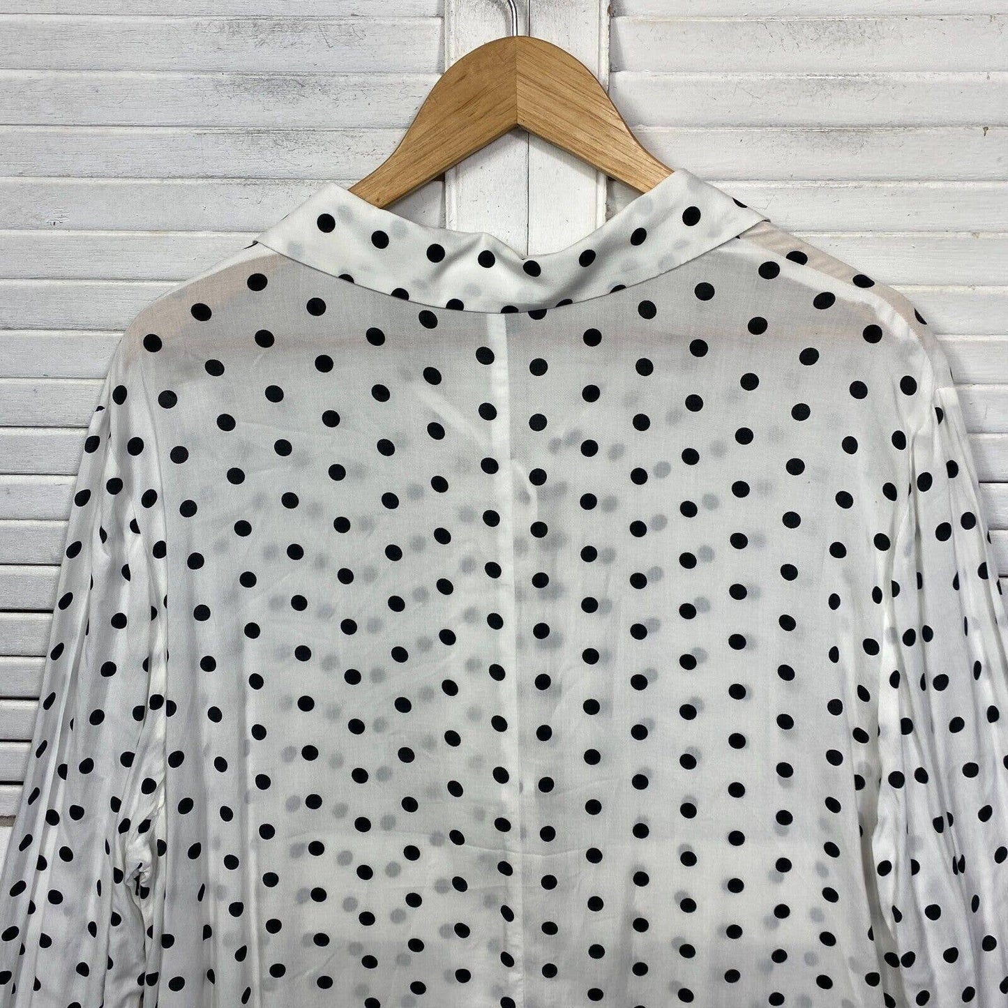 My Size Top Size 14 16 Plus White Black Dots Button Up Tunic Longline Preloved